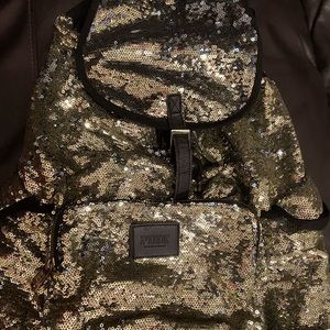 Victoria’s Secret PINK gold sequin backpack